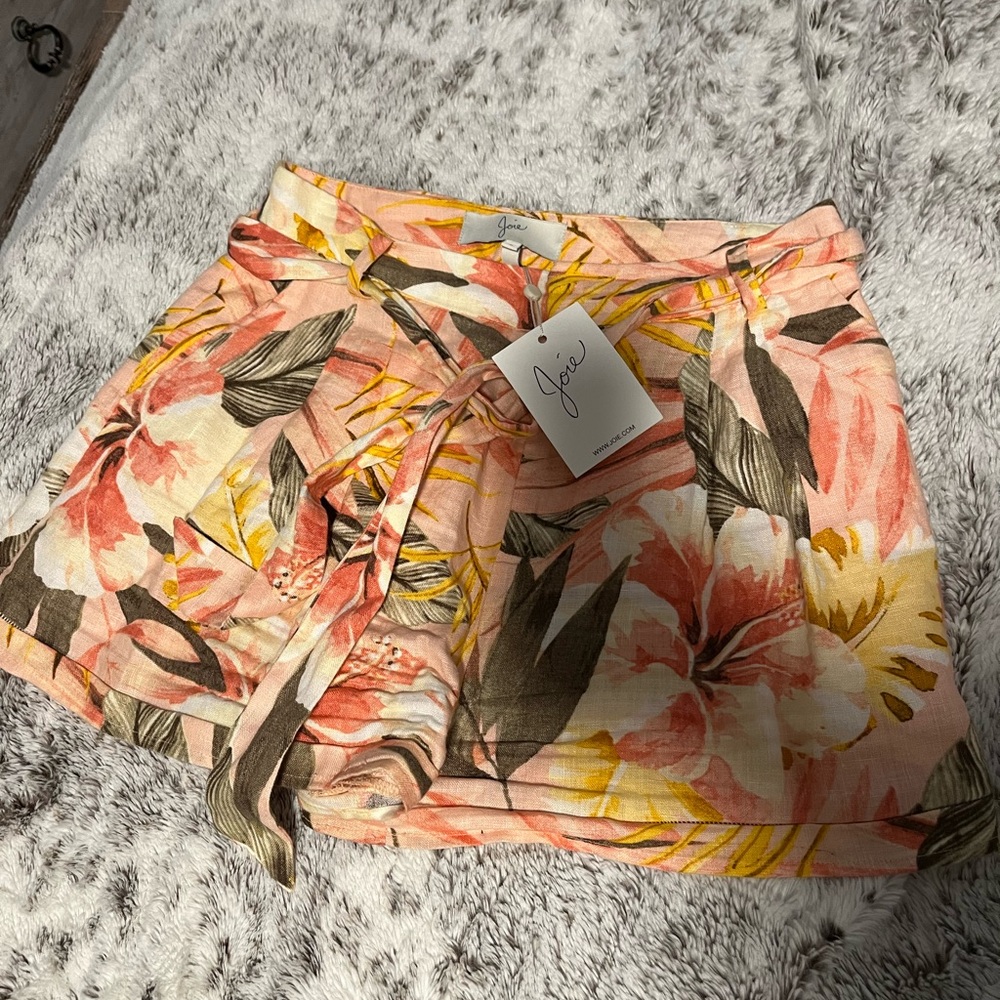 Joie linen belted shorts
